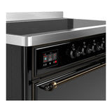 ILVE UMIB48QNR3BKB Majestic III 48 inch Induction Range with 6 Elements, 5.02 cu. ft. Total Oven Capacity (Solid Door, Glossy Black, Burnished)