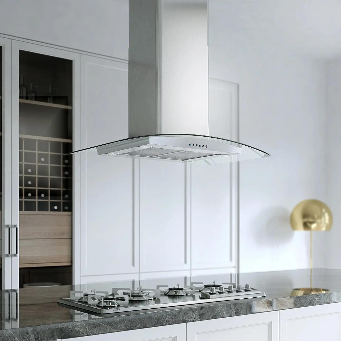 36" CCC 600/395 CFM Island Hood Stainless/Glass