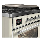 ILVE UM48FSNR3AWC Majestic III 48 inch Dual Fuel Range with 5 Black Brass Burners, Griddle and French Top, Dual Function Burner up to 25,000 BTU (Natural Gas, Triple Glass Door, Antique White, Chrome)
