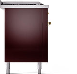 Nostalgie II 60 Inch Dual Fuel Liquid Propane Freestanding Range in Burgundy with Brass Trim