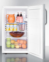 Commercially Listed ADA Compliant 20" Wide Built-in Undercounter All-refrigerator, Auto Defrost With Ss Door, Towel Bar Handle and White Cabinet