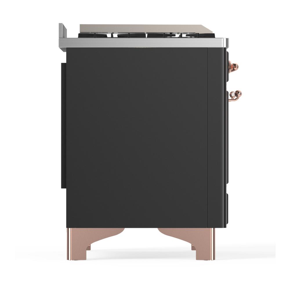 ILVE UM48FQNR3MGP Majestic III 48 inch Dual Fuel Range with 8 Burners and Griddle, Dual Function Burner up to 25,000 BTU (Natural Gas, Solid Door, Graphite Matte, Copper)