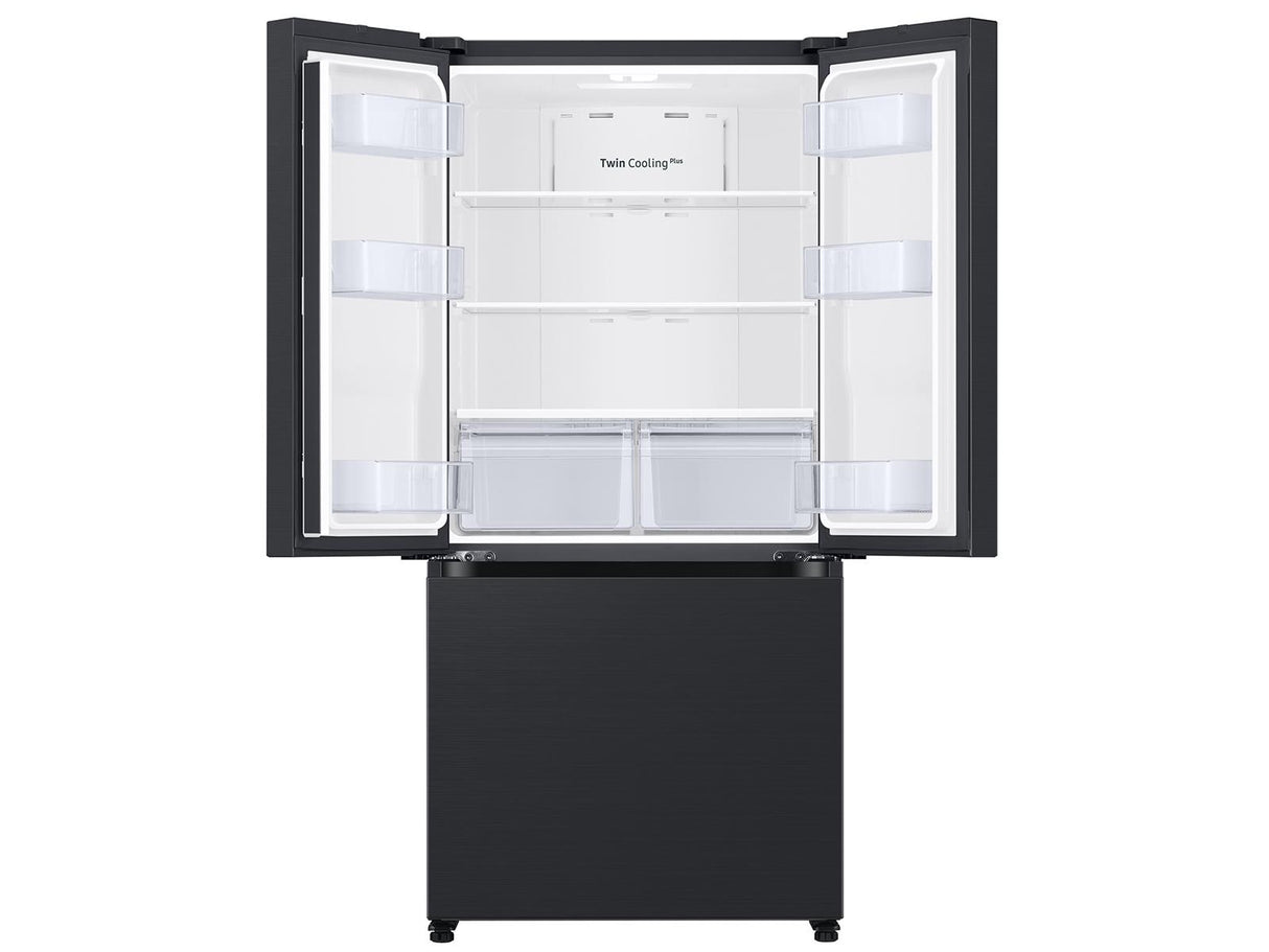 18 cu. ft. Counter Depth 3-Door French Door Refrigerator in Matte Black Steel