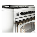 ILVE UN48FSNMPSSB Nostalgie II Noblesse 48 inch Dual Fuel Range (5 Sealed Burners + Griddle + French Top, Natural Gas, Triple Glass Door, Stainless Steel, Burnished)
