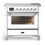 ILVE UMIB36NR3WHC Majestic III 36 inch Induction Range with 6 Elements, 3.5 cu. ft. Total Oven Capacity (Triple Glass Door, White, Chrome)