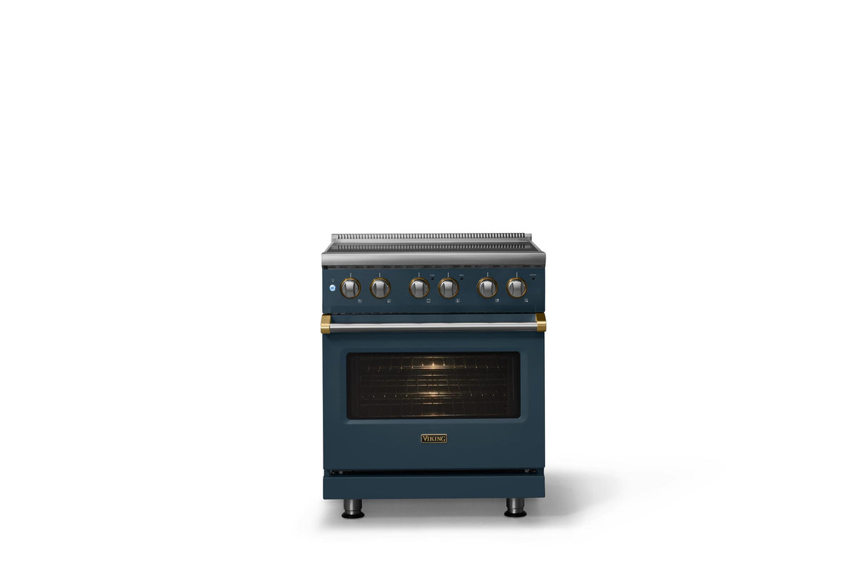 30"W. Electric Range (Finish: Squall, Trim: Brushed Brass)