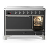 ILVE UMIB48QNR3MGC Majestic III 48 inch Induction Range with 6 Elements, 5.02 cu. ft. Total Oven Capacity (Solid Door, Graphite Matte, Chrome)
