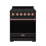 30 Inch Professional Gas With Precision Knob Control In Black/rose Gold