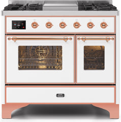 Majestic II 40 Inch Dual Fuel Liquid Propane Freestanding Range in White with Copper Trim