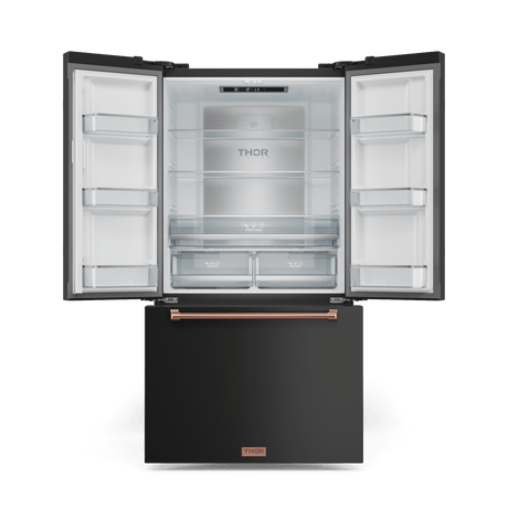 36 Inch 20.3 Cu Ft French Door Counter Depth Refrigerator With Ice Maker In Black/rose Gold  Gordon Ramsay Series