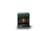 30"W. Electric Range (Finish: Ivy, Trim: Brushed Brass)