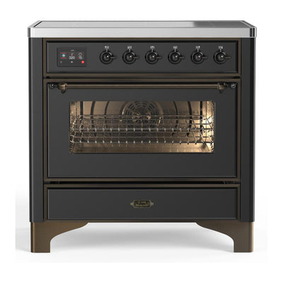 ILVE UMIB36NR3MGB Majestic III 36 inch Induction Range with 6 Elements, 3.5 cu. ft. Total Oven Capacity (Triple Glass Door, Graphite Matte, Burnished)