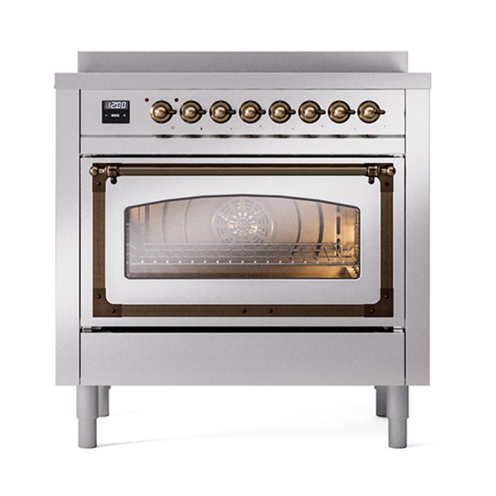 ILVE UNI366NMPSSB Nostalgie II Noblesse 36 inch Induction Range (Triple Glass Door, Stainless Steel, Burnished)