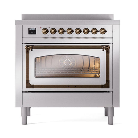 ILVE UNI366NMPSSB Nostalgie II Noblesse 36 inch Induction Range (Triple Glass Door, Stainless Steel, Burnished)