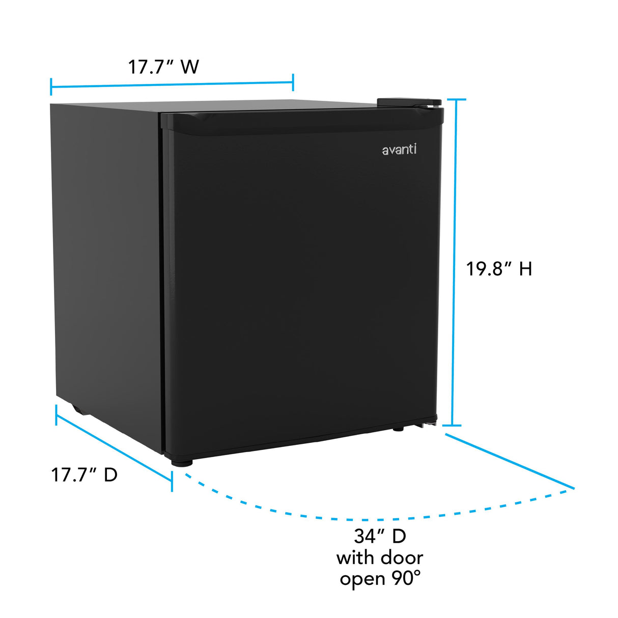 Avanti 1.6 Cu. Ft. Compact Refrigerator with Auto-Defrost, in Black (AVAR16F1B)