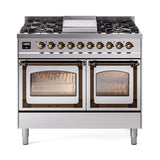 ILVE UND40FNMPSSB Nostalgie II Noblesse 40 inch Dual Fuel Range (Natural Gas, Triple Glass Door, Stainless Steel, Burnished)
