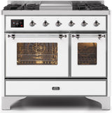 Majestic II 40 Inch Dual Fuel Liquid Propane Freestanding Range in White with Chrome Trim
