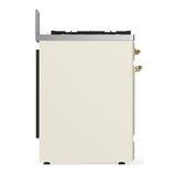 ILVE UM30NR3AWGLP Majestic III 30 inch Dual Fuel Range with 5 Black Brass Burners, Dual Function Burner up to 25,000 BTU (Liquid Propane, Triple Glass Door, Antique White, Brass)