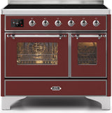 Majestic II 40 Inch Electric Freestanding Range in Burgundy with Chrome Trim