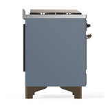 ILVE UM60FSNR3BGB Majestic III 60 inch Dual Fuel Range with 7 Burners, Griddle and French Top, Dual Function Burner with up to 25,000 BTU (Natural Gas, Triple Glass Door, Blue Grey, Burnished)
