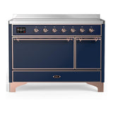 ILVE UMIB48QNR3MBP Majestic III 48 inch Induction Range with 6 Elements, 5.02 cu. ft. Total Oven Capacity (Solid Door, Midnight Blue, Copper)