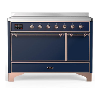 ILVE UMIB48QNR3MBP Majestic III 48 inch Induction Range with 6 Elements, 5.02 cu. ft. Total Oven Capacity (Solid Door, Midnight Blue, Copper)