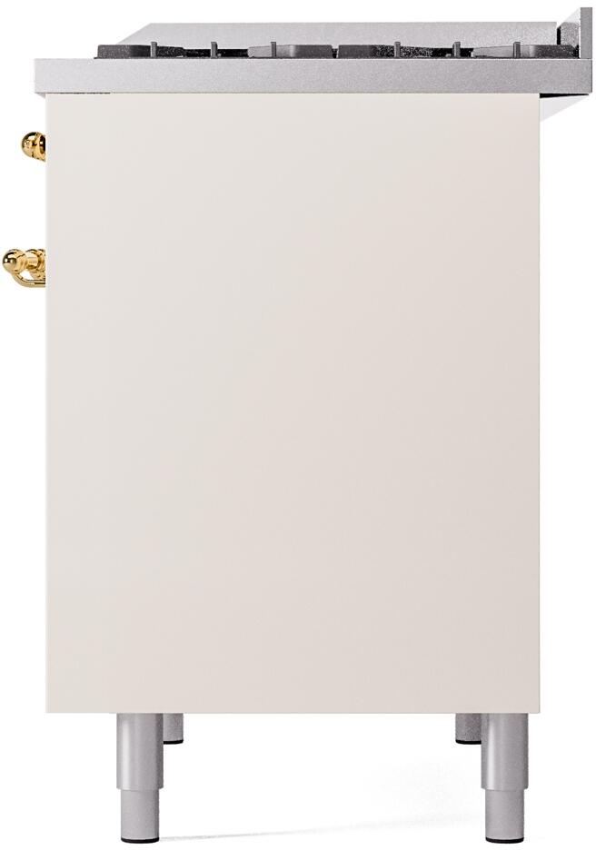 Nostalgie II 40 Inch Dual Fuel Liquid Propane Freestanding Range in Antique White with Brass Trim