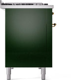 Nostalgie II 48 Inch Dual Fuel Natural Gas Freestanding Range in Emerald Green with Brass Trim