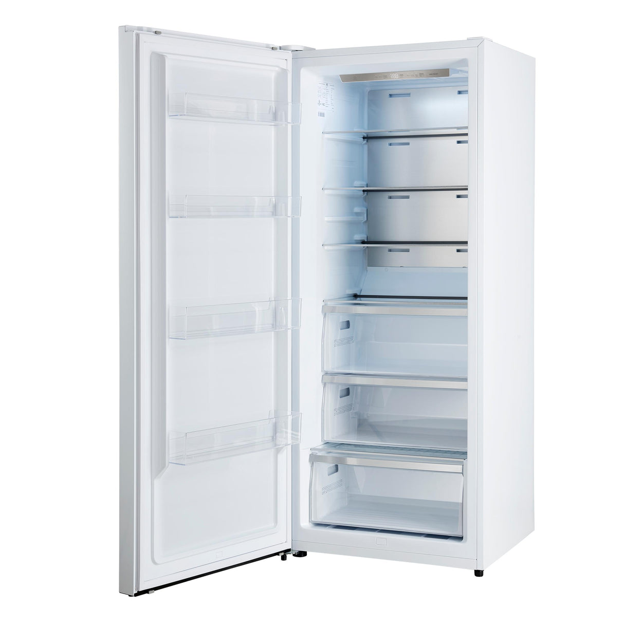Forno Maderno 28-Inch Convertible Upright Freezer/Refrigerator in White with Antique Brass Handle, 13.6 cu.ft., Left Swing