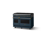 48"W. Dual Fuel Range (Burner: 8b, Finish: Squall, Trim: Brushed Brass, Fuel: Natural Gas)