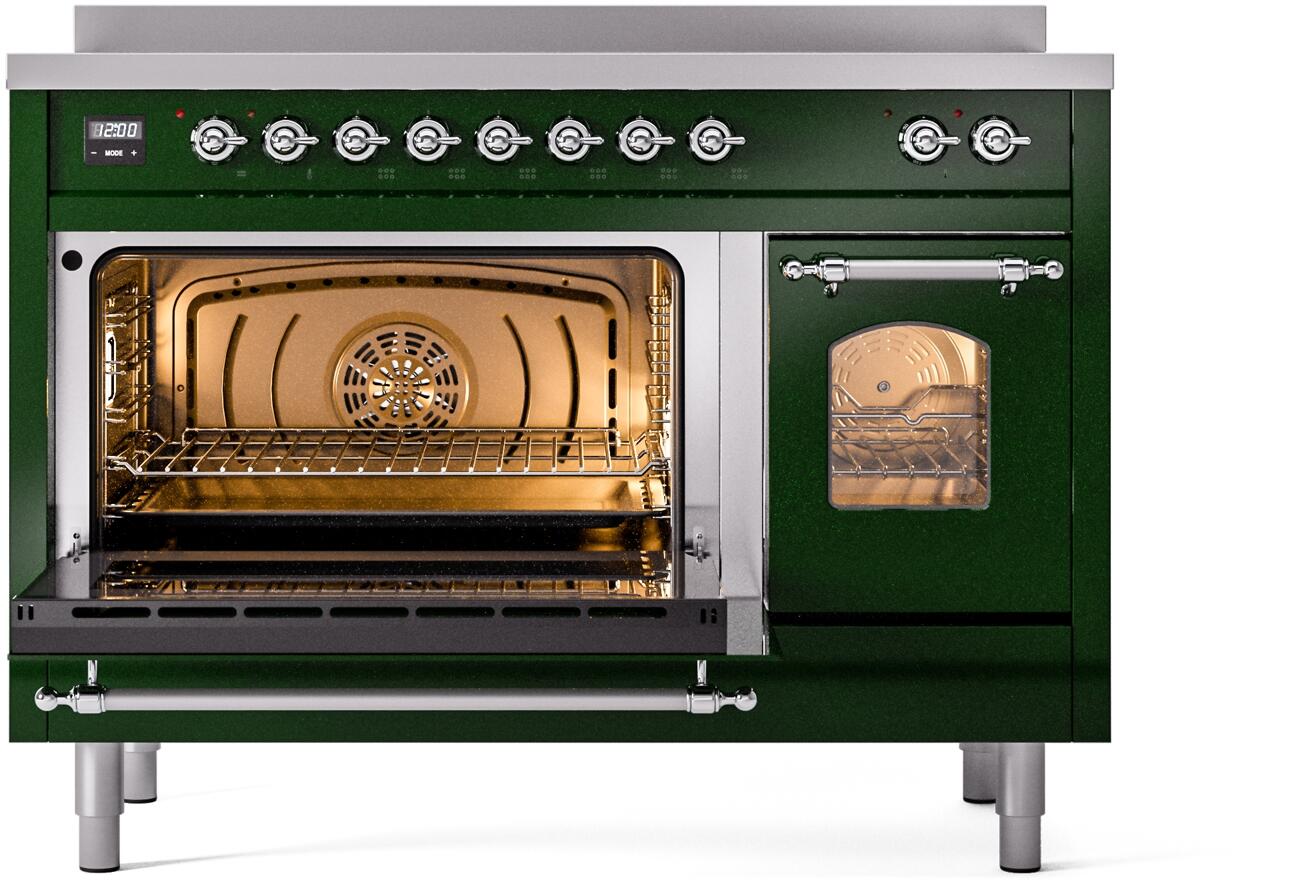 Nostalgie II 48 Inch Electric Freestanding Range in Emerald Green with Chrome Trim