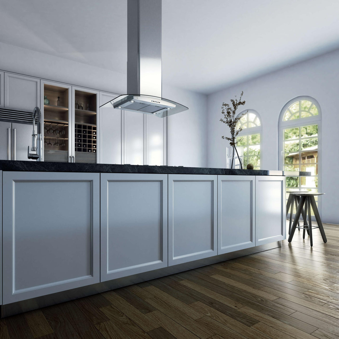 36" CCC 600/395 CFM Island Hood Stainless/Glass