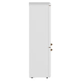 Forno Storico 22-Inch Retro bottom freezer Fridge in White, 9 cu.ft, copper-tone handle