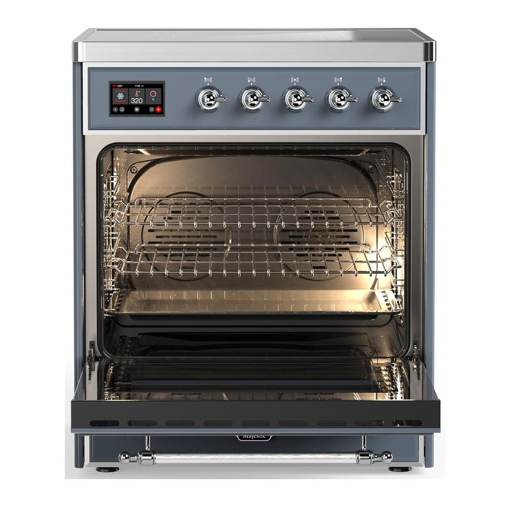 ILVE UMIB30QNR3BGC Majestic III 30 inch Induction Range with 4 Elements, 4 cu. ft. Oven Capacity (Solid Door, Blue Grey, Chrome)