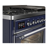 ILVE UM48FNR3MBC Majestic III 48 inch Dual Fuel Range with 8 Burners and Griddle, Dual Function Burner up to 25,000 BTU (Natural Gas, Triple Glass Door, Midnight Blue, Chrome)