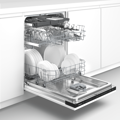 24in Dishwasher Overlay Panel Ready 47dBA top control 6 cycle, beam on floor