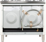 Nostalgie 40 Inch Dual Fuel Natural Gas Freestanding Range in Antique White with Brass Trim