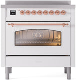 Nostalgie II 36 Inch Electric Freestanding Range in White with Copper Trim