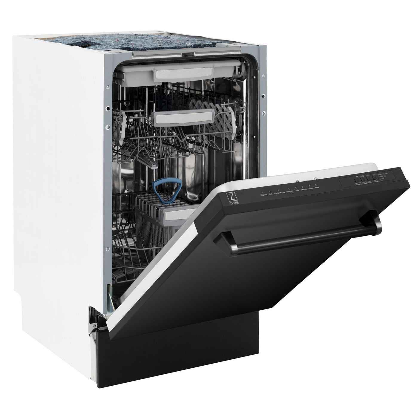 ZLINE 18" Tallac Series 3rd Rack Top Control Dishwasher with Traditional Handle, 51dBa [Color: Black Stainless Steel]