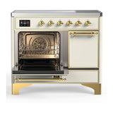 ILVE UMDIB40QNR3AWG Majestic III 40 inch Induction Range with 6 Elements, 3.82 cu. ft. Total Oven Capacity (Solid Door, Antique White, Brass)