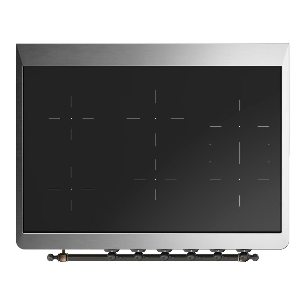 ILVE UMIB36NR3BGB Majestic III 36 inch Induction Range with 6 Elements, 3.5 cu. ft. Total Oven Capacity (Triple Glass Door, Blue Grey, Burnished)