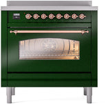 Nostalgie II 36 Inch Electric Freestanding Range in Emerald Green with Copper Trim