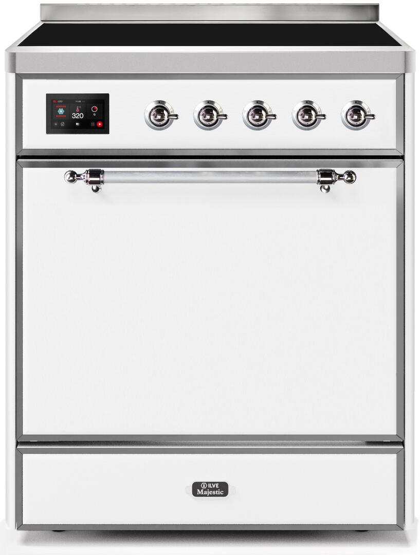 Majestic II 30 Inch Electric Freestanding Range in White with Chrome Trim