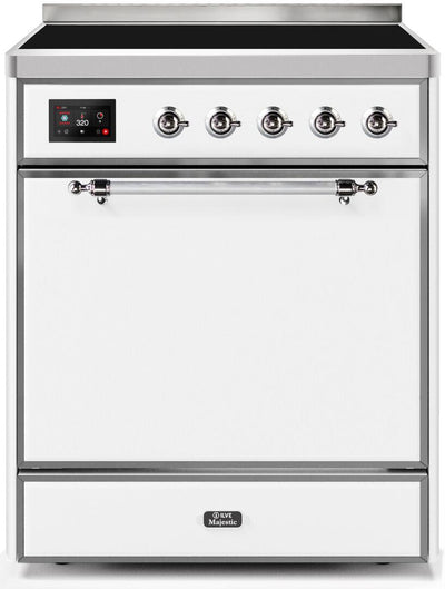 Majestic II 30 Inch Electric Freestanding Range in White with Chrome Trim