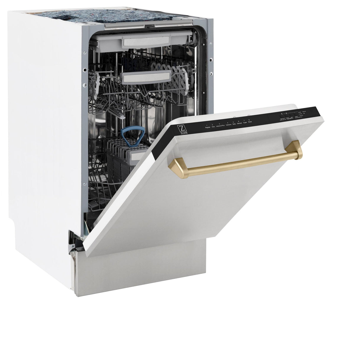 ZLINE Autograph Edition 18 Compact 3rd Rack Top Control Dishwasher in Stainless Steel with Accent Handle, 51dBa (DWVZ-304-18) [Color: Champagne Bronze]