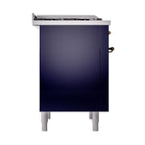 ILVE UN36FQNMPMBB Nostalgie II Noblesse 36 inch Dual Fuel Range (Natural Gas, Solid Door, Midnight Blue, Burnished)