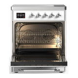 ILVE UMIB30QNR3WHC Majestic III 30 inch Induction Range with 4 Elements, 4 cu. ft. Oven Capacity (Solid Door, White, Chrome)