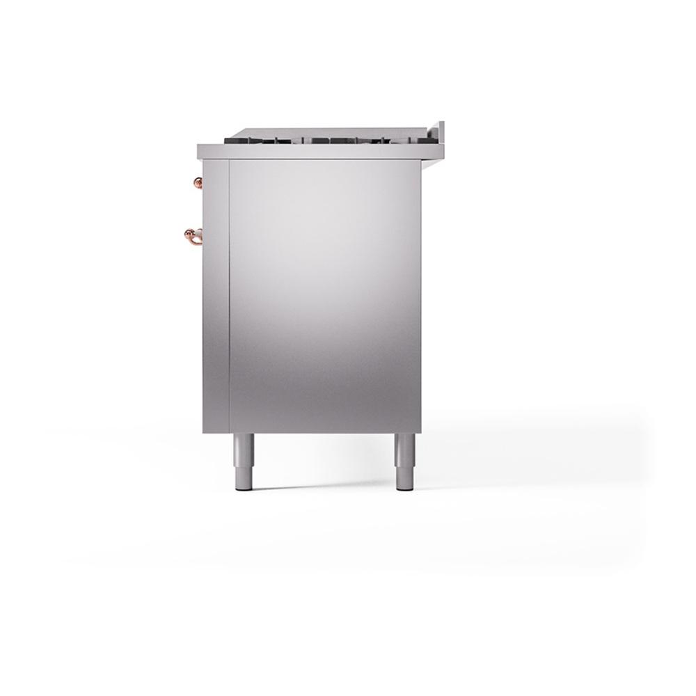 ILVE UN60FQNMPSSPLP Nostalgie II Noblesse 60 inch Dual Fuel Range (9 Sealed Burners + Griddle, Liquid Propane, Solid Door, Stainless Steel, Copper)