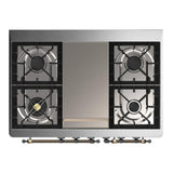 ILVE UMD40FQNR3WHB Majestic III 40 inch Dual Fuel Range with 6 Burners and Griddle, Dual Function Burner up to 25,000 BTU (Natural Gas, Solid Door, White, Burnished)