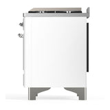 ILVE UM60FQNR3WHCLP Majestic III 60 inch Dual Fuel Range with 9 Burners and Griddle, Dual Function Burner up to 25,000 BTU (Liquid Propane, Solid Door, White, Chrome)